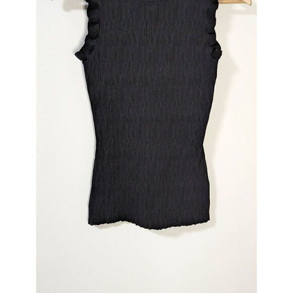 Current Air Los Angeles Black Ruffled Sleeveless Sweater Tank Top - Size S - Picture 3 of 7
